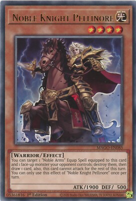 Yugioh Noble Knight Pellinore MAGO-EN085 Rare 1st  Nr Mint x3 Play Set-image