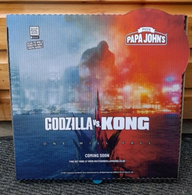 GODZILLA Vs KONG 2021 MOVIE PAPA JOHN'S LIMITED EDITION PIZZA BOX *UK EXCLUSIVE*-image