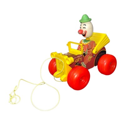 Fisher Price Jolly Jalopy #724 Pull Push Toy Clown Car Clackity Sound-image