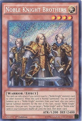 Yu-Gi-Oh Card - MP15-EN046 - NOBLE KNIGHT BROTHERS (secret rare holo) - NM/Mint-image