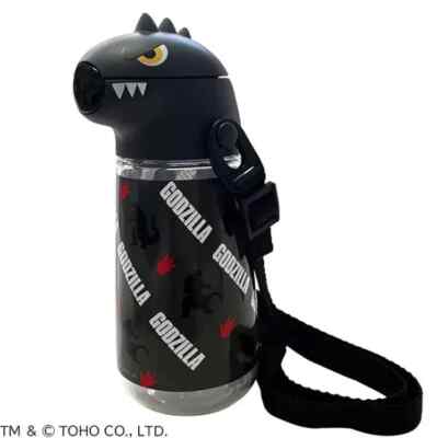 Godzilla Straw Bottle Black push Lid 420ml TOHO Godzilla Store Monster Kaiju-image