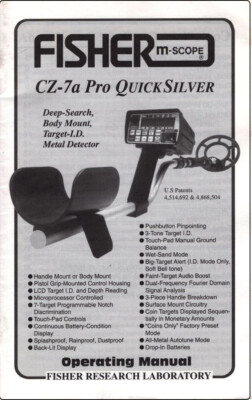 Fisher CZ-7a Pro Quick Silver Detector Instruction Book with Free Shipping-image