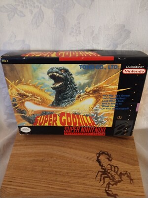1991, Super Godzilla, Super NES Made in Japan Complete in Box 1991 Version Rare-image