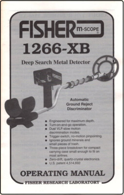 Fisher 1266-XB Metal Detector Original Instruction Book with Free Shipping-image