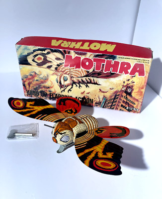 Japanese Billiken MOTHRA tin toy WINDUP kaiju JAPAN monster w/ box -image