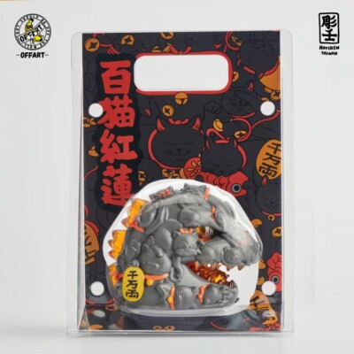 Godzilla Red Flame Hundred Cats Mini Bust Fortune Black OFFART X Horiren IN USA-image