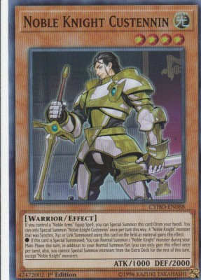 YUGIOH HOLO CARD 1 X  NOBLE KNIGHT CUSTENNIN CYHO-EN088 1ST EDITION-image