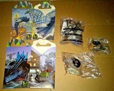 Lot of 3 Different NEW Sealed 1999 TACO BELL GODZILLA TOYS + 2 BOXES-image
