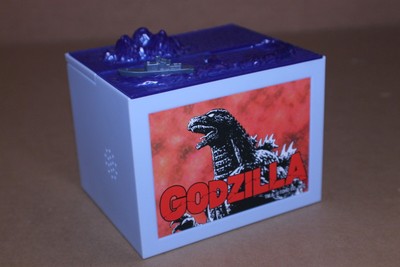 USED / WORKING / Godzilla Coin Bank Box Red Light gimmick sound moving figure-image