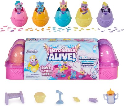 Hatchimals Alive, Egg Carton Toy with 5 Alive Pink/Purple -image