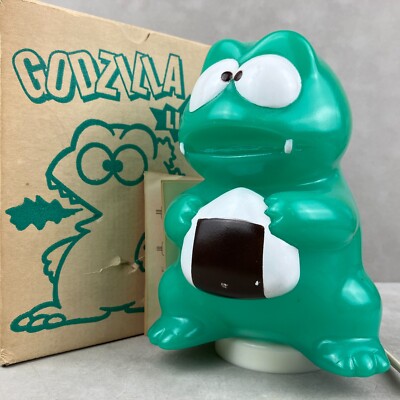 Vintage Gakken TOHO Godzilland Godzilla w/ Sushi Green Lamp Light Figure w/ Box-image
