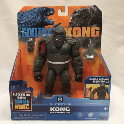 New In Box Monsterverse Godzilla vs Kong Kong Figure with Fighter Jet #35304-image