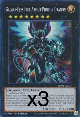 3X Yugioh Galaxy-Eyes Full Armor Photon Dragon RA01-EN037 Ultra Rare 1st Ed NM-image