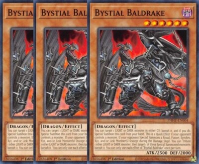 Yugioh - Bystial Baldrake x 3 - 1st Edition LP - Plus Free Holographic Card-image