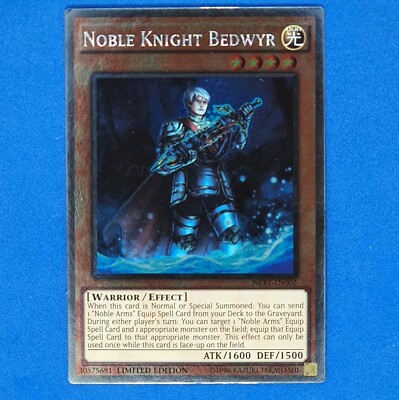 Noble Knight Bedwyr Card NKRT-EN002 Platinum Rare Limited Edition Yugioh -image