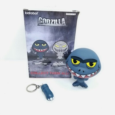 Kidrobot Godzilla Phunny 1954 Vinyl Figure Grey Blue Keychain Paw Box Damage-image