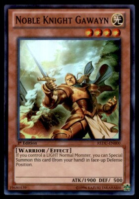 Yu-Gi-Oh! 1st Edition Noble Knight Gawayn #REDU-EN000 Light Play-image