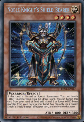 1st ed Noble Knight's Shield-Bearer secret rare BROL-EN017 Yugioh-image