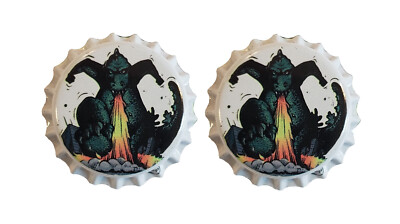 Beer Bottle Caps - Godzilla Dinosaur - 1 Pair-image