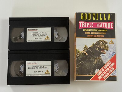 GODZILLA Triple Feature VHS Movie Box Set PAL UK Format 1992 TOHO Kaiju Monster-image