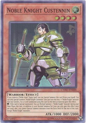 3 x Yu-Gi-Oh Card - CYHO-EN088 - NOBLE KNIGHT CUSTENNIN (super rare holo) - NM/M-image