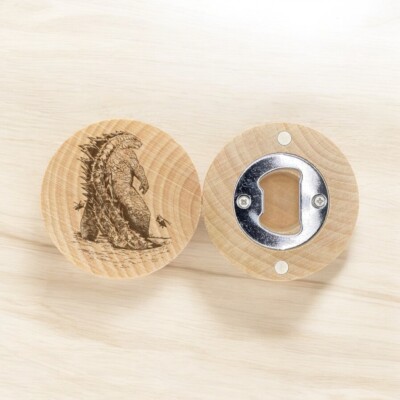 Godzilla Laser Engraved Wooden Bottle Opener-image
