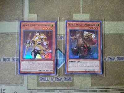 YUGIOH NOBLE KNIGHT CUSTENNIN + NOBLE KNIGHT PELLINORE CYHO SUPER 1ST ED NM-image