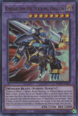 1x (NM) Rindbrumm the Striking Dragon - PHHY-EN034 - Ultra Rare - 1st Edition  Y-image