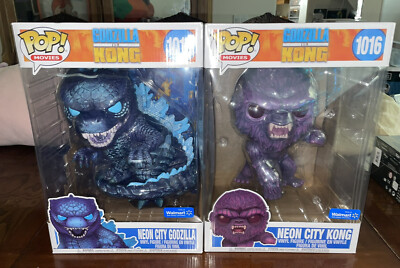 Funko Pop! Neon City Godzilla & Kong 10” *Walmart Exclusive* (Box Flaws)-image
