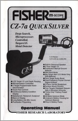 Fisher CZ-7a Quick Silver Metal Detector Instruction Book with Free Shipping-image