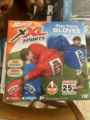 Banzai Kids Inflatable Mega Boxing Gloves 1 Set (Red or Blue) Small, Red Blue -image