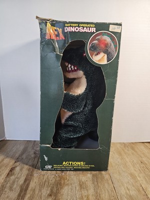 Vintage Jamina World 1987 REX Plush Electronic Red Eyes Dinosaur Complete In Box-image