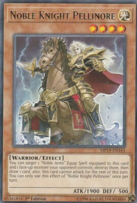 YUGIOH CARD 1 X  NOBLE KNIGHT PELLINORE MP19-EN143 1ST EDITION-image