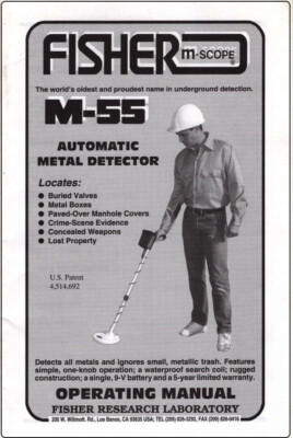 Fisher M-55 Metal Detector Original Instruction Book with Free Shipping-image