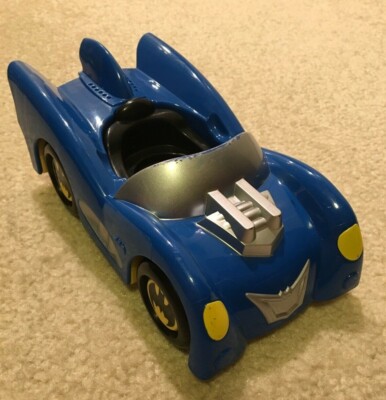 Batman Batmobile Fisher Price Little People Blue Toy Car Sound Working Mattel-image