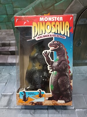 Vintage MONSTER DINOSAUR PULL BACK+GO GODZILLA K.O. Figure IN ORIGINAL BOX-image