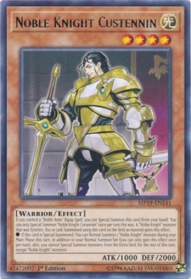 3 x Noble Knight Custennin (MP19-EN141) - Rare - 1st Edition-image