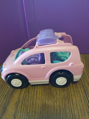 Pink Fisher Little People Car SUV with Mom Mother and Baby Interactive Sound -image