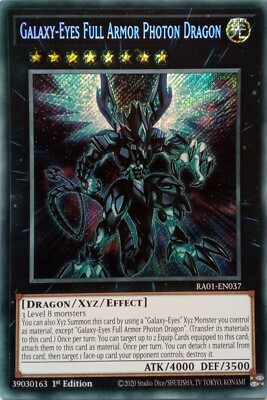 RA01-EN037 GALAXY-EYES FULL ARMOR PHOTON DRAGON SECRET RARE 1ST ED YuGiOh CARD-image