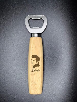 Elvis presley laser engraved wood handle bottle opener pop custom gift-image