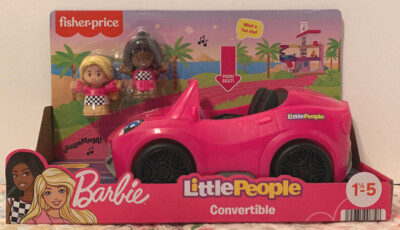 Fisher Price Little People Barbie, Convertible Car W/2 Figures & Sound ~NEW~-image