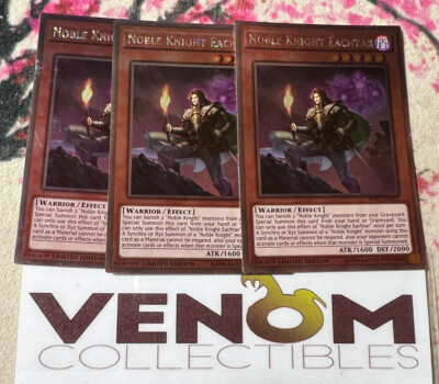 3x (LP) Noble Knight Eachtar NKRT-EN011 Platinum Rare Limited Edition YuGiOh-image