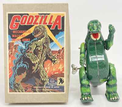 Billiken Shokai GODZILLA The Golden Age Of Tin Toys Color Green W/Box JAPAN-image