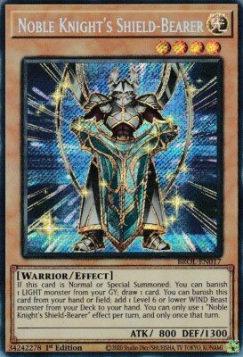 YUGIOH HOLO CARD NOBLE KNIGHT'S SHIELD BEARER BROL-EN017 1ST EDITION-image