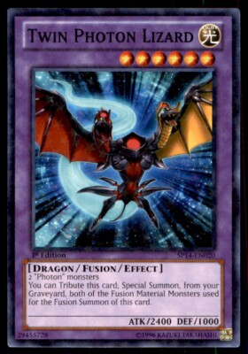 Yu-Gi-Oh! 1st Edition Twin Photon Lizard #SP14-EN020 Light Play-image