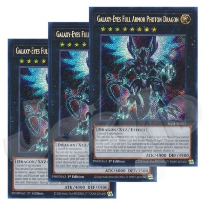 Yugioh Galaxy-Eyes Full Armor Photon Dragon x 3 - 1st Secret Rare NM - Free Holo-image