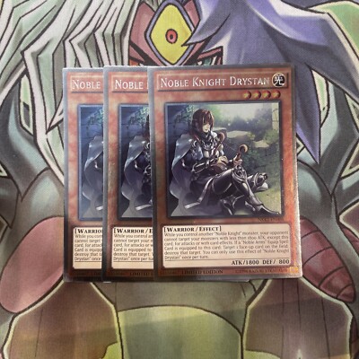 NKRT-EN008 Noble Knight Drystan Platinum Rare x3 Excellent Condition Yugioh-image