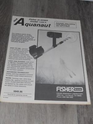 Fisher Metal Detector 1280-X Aquanaut  Specification Pamphlet-image