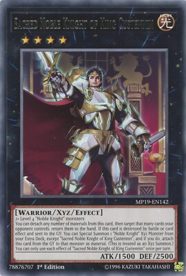 Yugioh Sacred Noble Knight Of King Custennin MP19-EN142  Rare 1st Edition NM-image