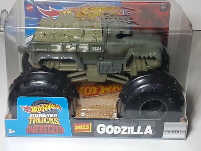 Godzilla Hot Wheels Oversized Monster Truck 1:24 Military 2023 Metal Edition -image
